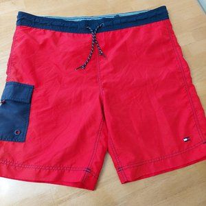 Tommy Hilfiger Traditional Red and Blue Swim Shorts Men's Small